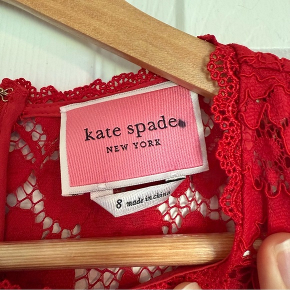 Kate Spade New York Rose Lace Bodice Ponte Dress Red Size 8 - Picture 8 of 16